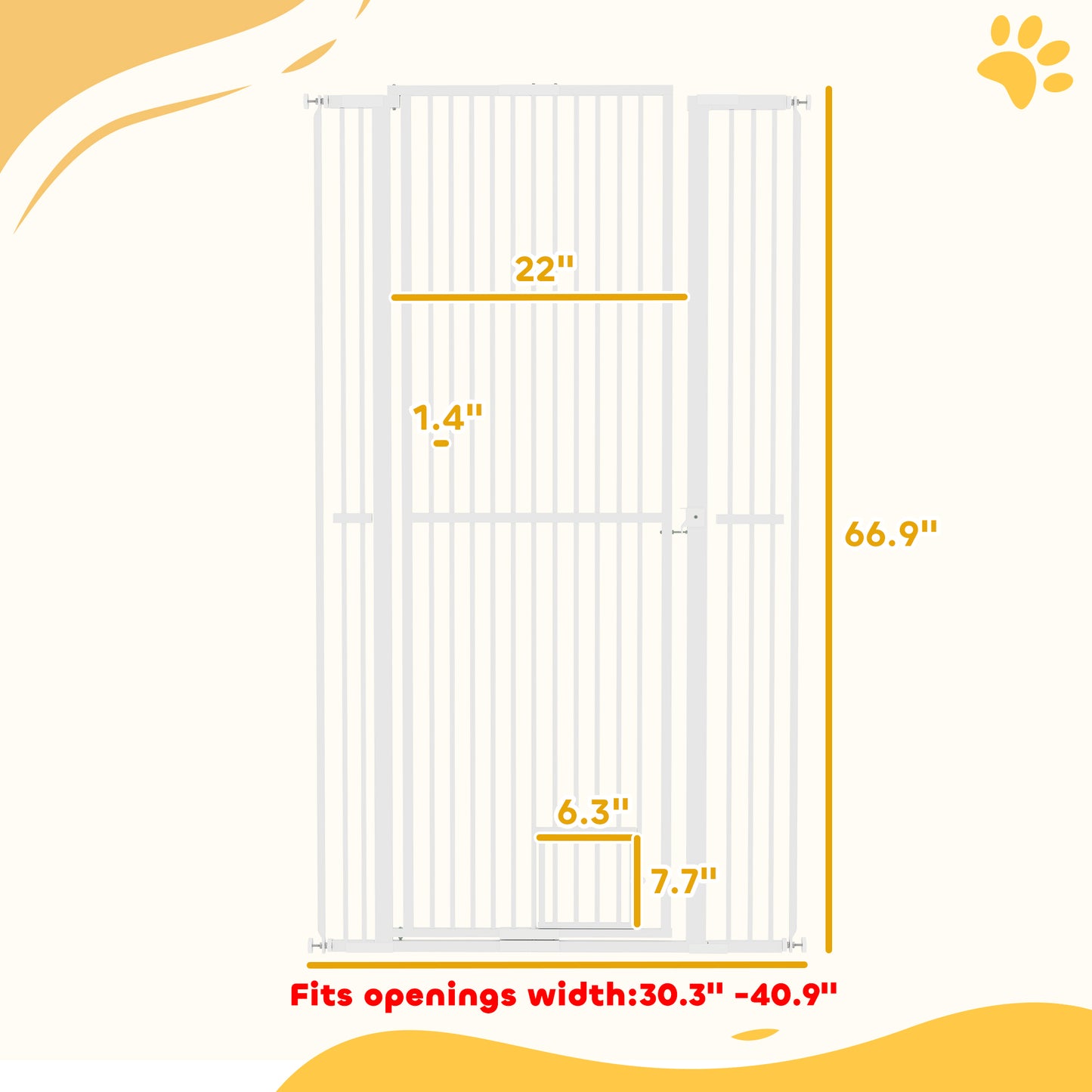 Extra Tall Pet Gate 67" - Dog Gate with Cat Door
