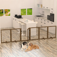 Dog Gate with Door - 6 Panel Pet Fence Barrier 144 Inch