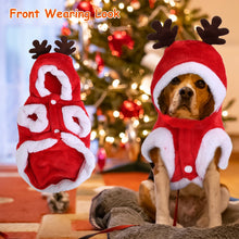 Christmas Santa Reindeer Pet Outfit - Holiday Coat with 3D Antlers