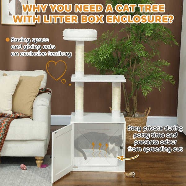 Cat Tree Litter Box Enclosure 3-Tier Tower