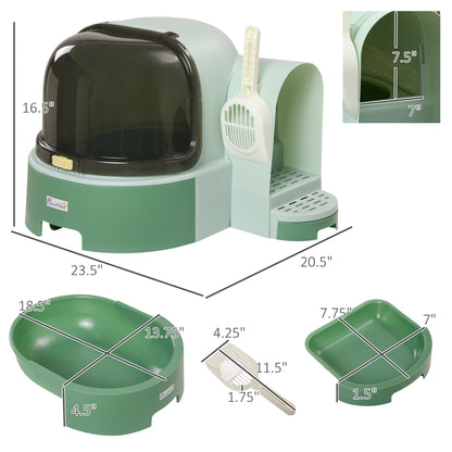 Cat Litter Box Space Capsule - Enclosed Pod with Scoop