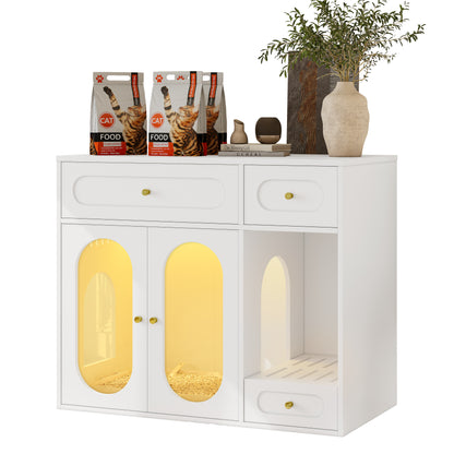 Cat Litter Box - Furniture Enclosure With LED Light