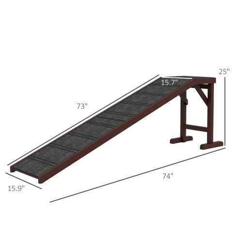 PawHut Dog Ramp for Bed - Non-Slip Carpet Pet Ramp 74x16x25