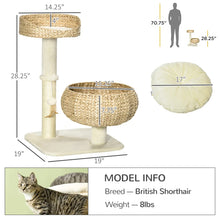 Cat Tree - Small Basket Bed with Scratching Post & Toy - Purrfect Pet Haven