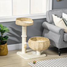 Cat Tree - Small Basket Bed with Scratching Post & Toy - Purrfect Pet Haven
