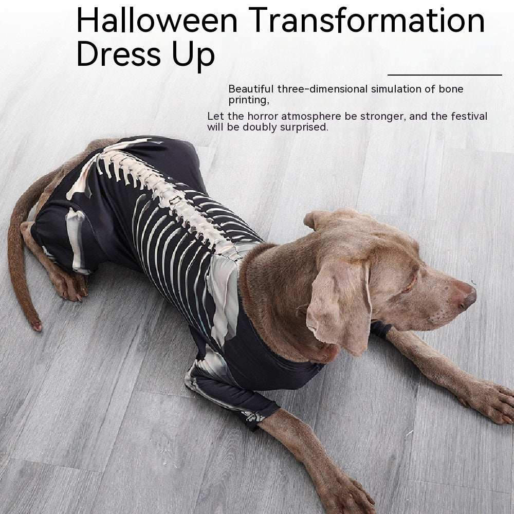 Spooky Skull Dog Halloween Outfit - Gothic Pet Dress Up Costume