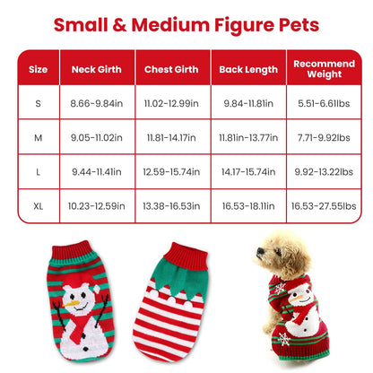 Christmas Pet Turtleneck Sweater - Snowman & Stripe Holiday Patterns