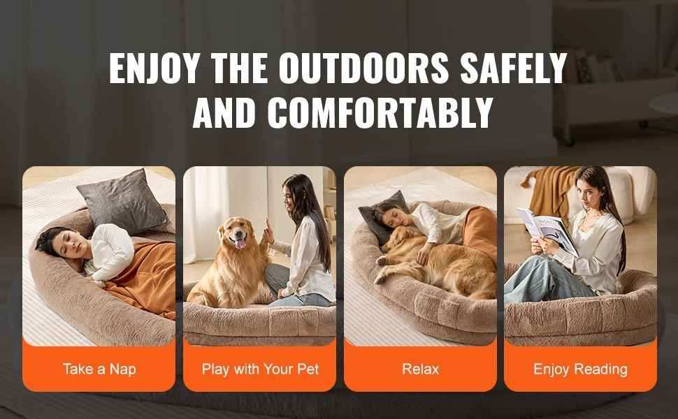 Giant Human Dog Bed - 72" Washable for Adults & Large Dogs