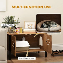Cat Litter Box Enclosure with Tall Legs - Dark Brown Scratching Cabinet