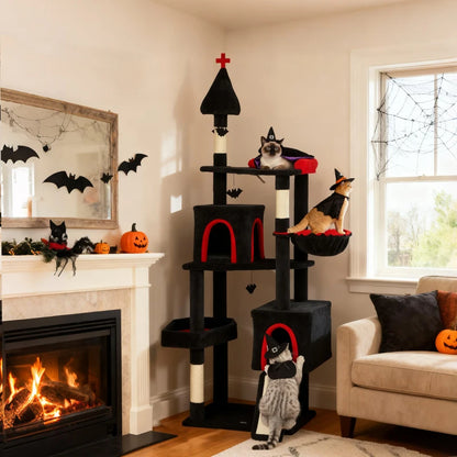 Gothic Cat Tree - Tower With Coffin Bed and 2 Spacious Condos