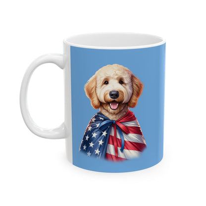 Patriotic Goldendoodle Dog Ceramic Mug - 11oz & 15oz