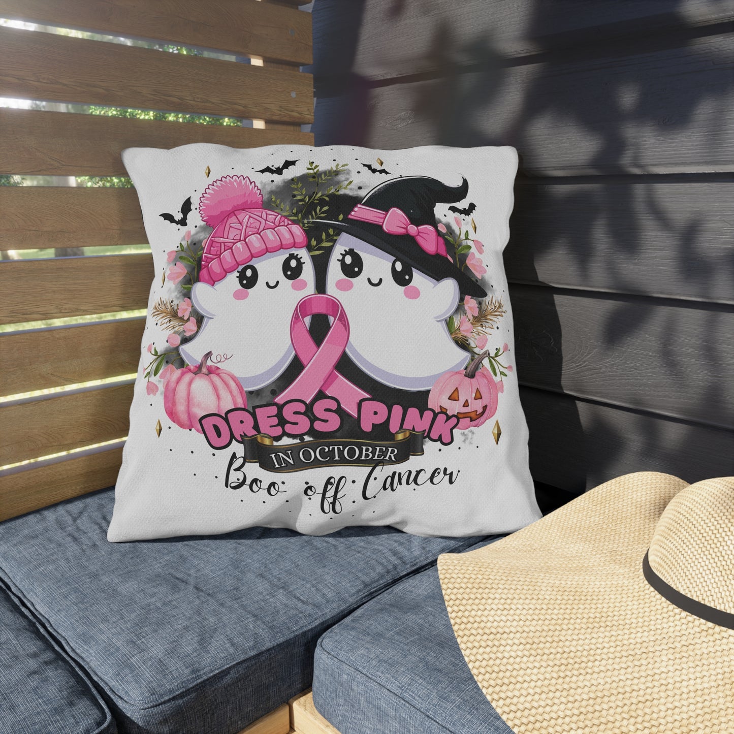 Breast Cancer Awareness Halloween Pillow - Boo Off Cancer