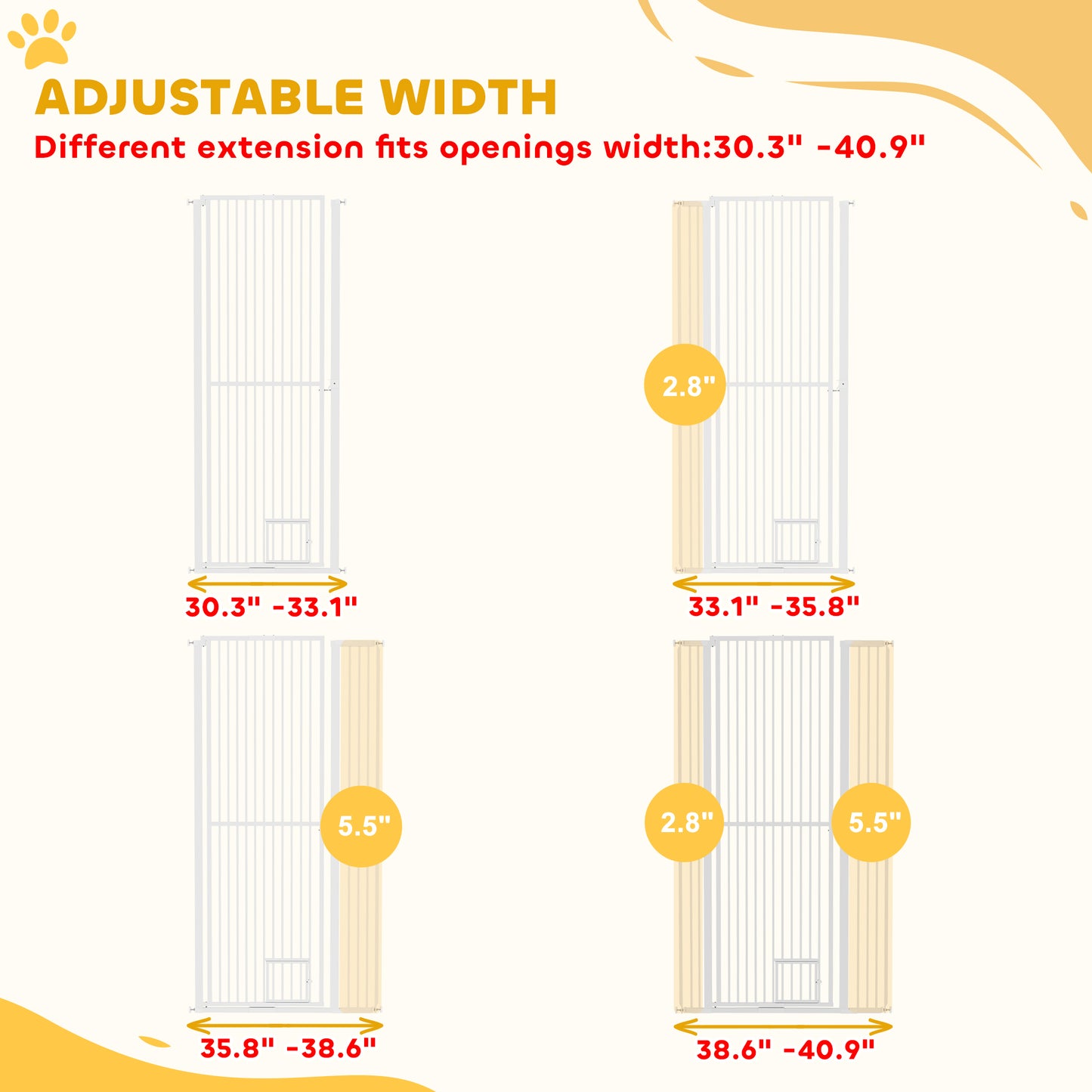 Extra Tall Pet Gate 67" - Dog Gate with Cat Door