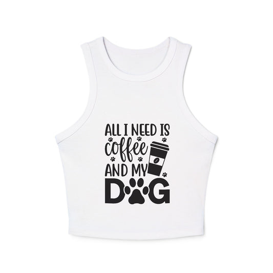 Dog Lover Coffee Micro Rib Racer Tank Top