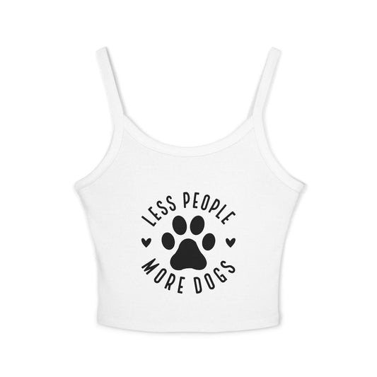 "Less People, More Dogs" Women's Spaghetti Strap Tank Top - Perfect for Dog Lovers | Purrfect Pet Haven