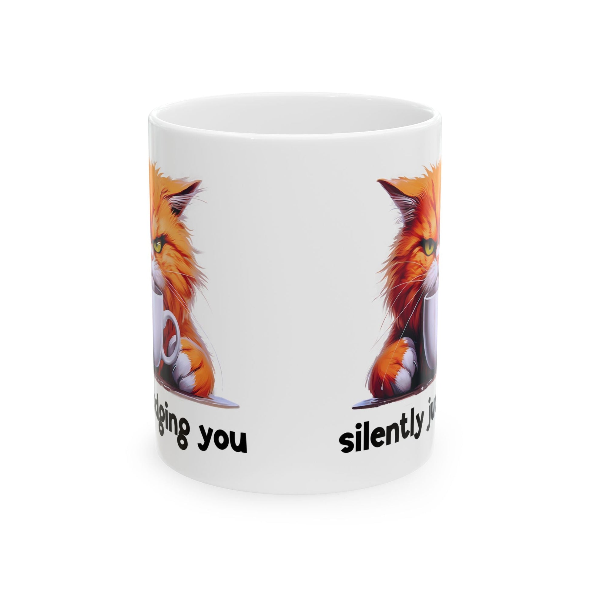 Funny Cat Ceramic Mug - 'Judging You Silently' (11oz, 15oz) | Purrfect Pet Haven