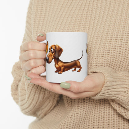 Cute Dachshund and Butterfly Ceramic Mug - Fun 11oz & 15oz Coffee Cup for Animal Lovers | Purrfect Pet Haven