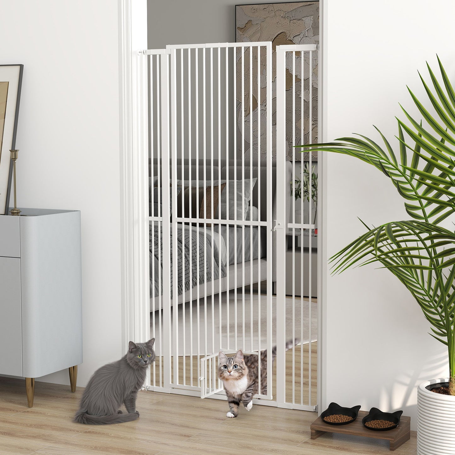Extra Tall Pet Gate 67" - Dog Gate with Cat Door