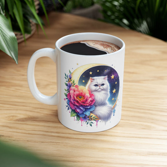 Whimsical Floral Cat Ceramic Mug - 11oz & 15oz