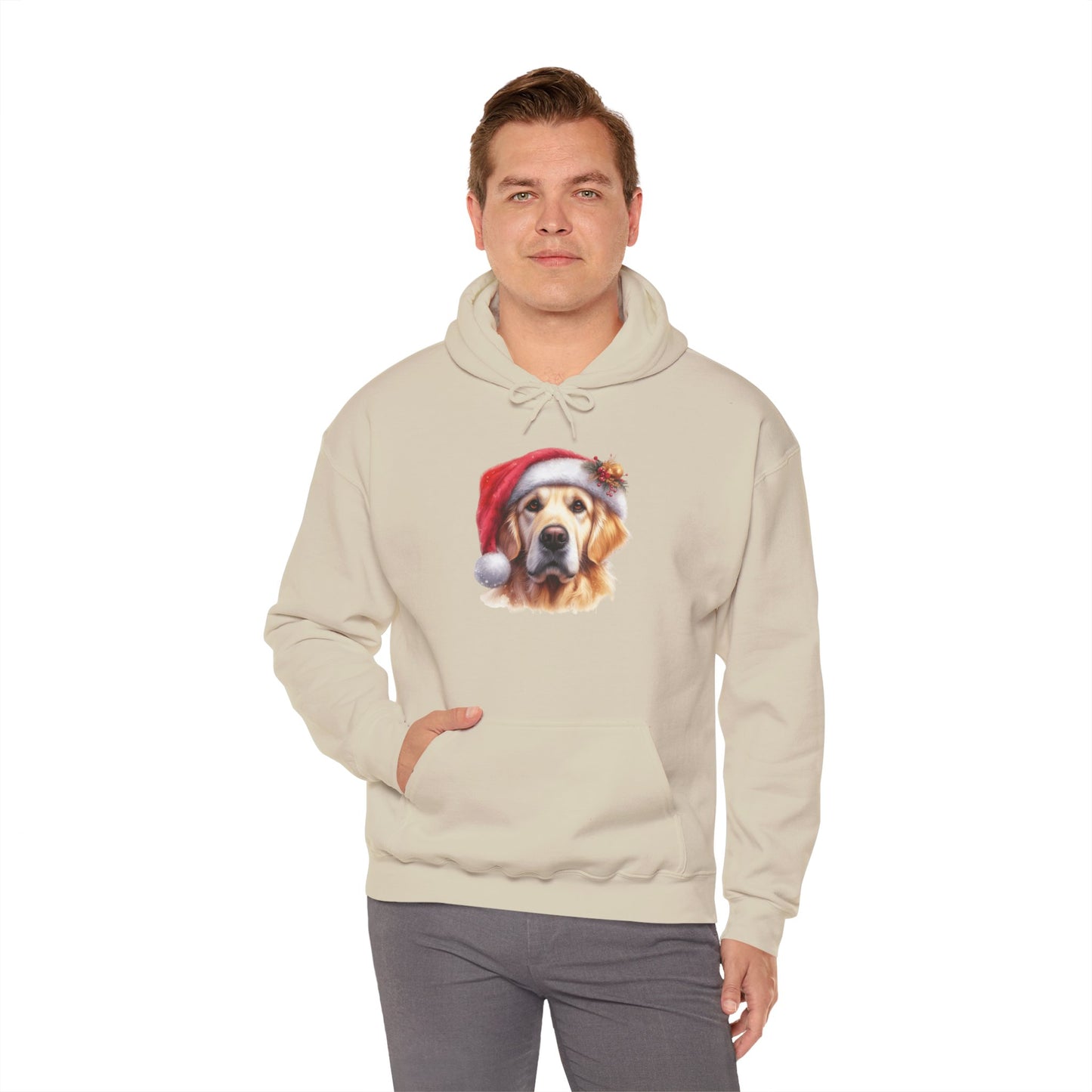 Christmas Golden Retriever Hoodie – Cute Dog in Santa Hat Holiday Sweatshirt