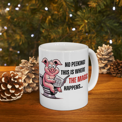 Funny Ceramic Mug - 'No Peeking!' Pig Design - Perfect Gift for Friends or Family | Purrfect Pet Haven