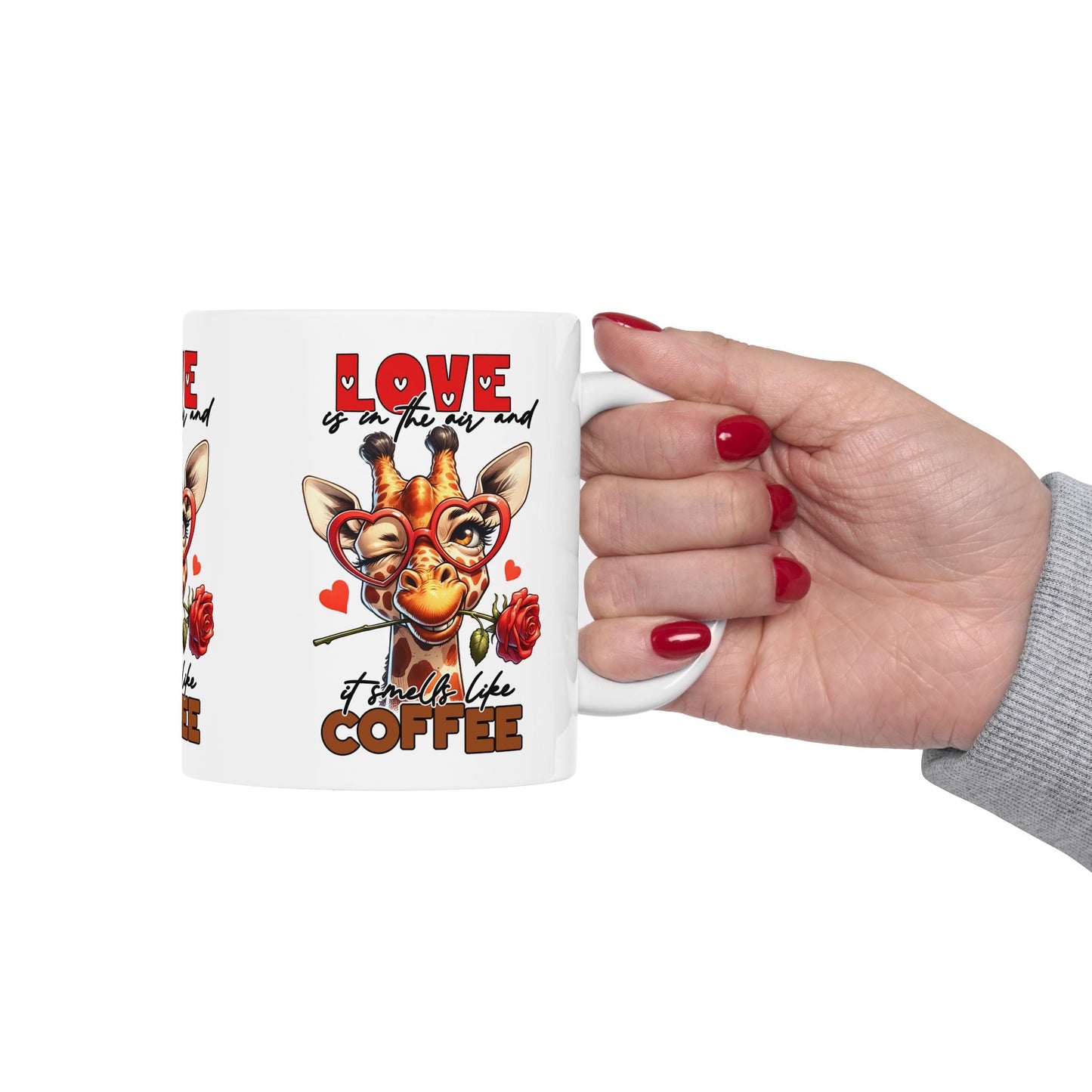 Love & Coffee Ceramic Mug - Cute Giraffe Design, 11oz/15oz | Purrfect Pet Haven