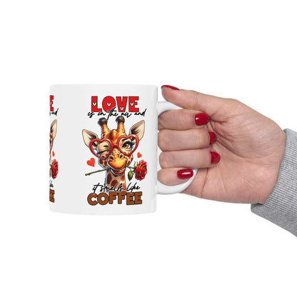 Love & Coffee Ceramic Mug - Cute Giraffe Design, 11oz/15oz | Purrfect Pet Haven