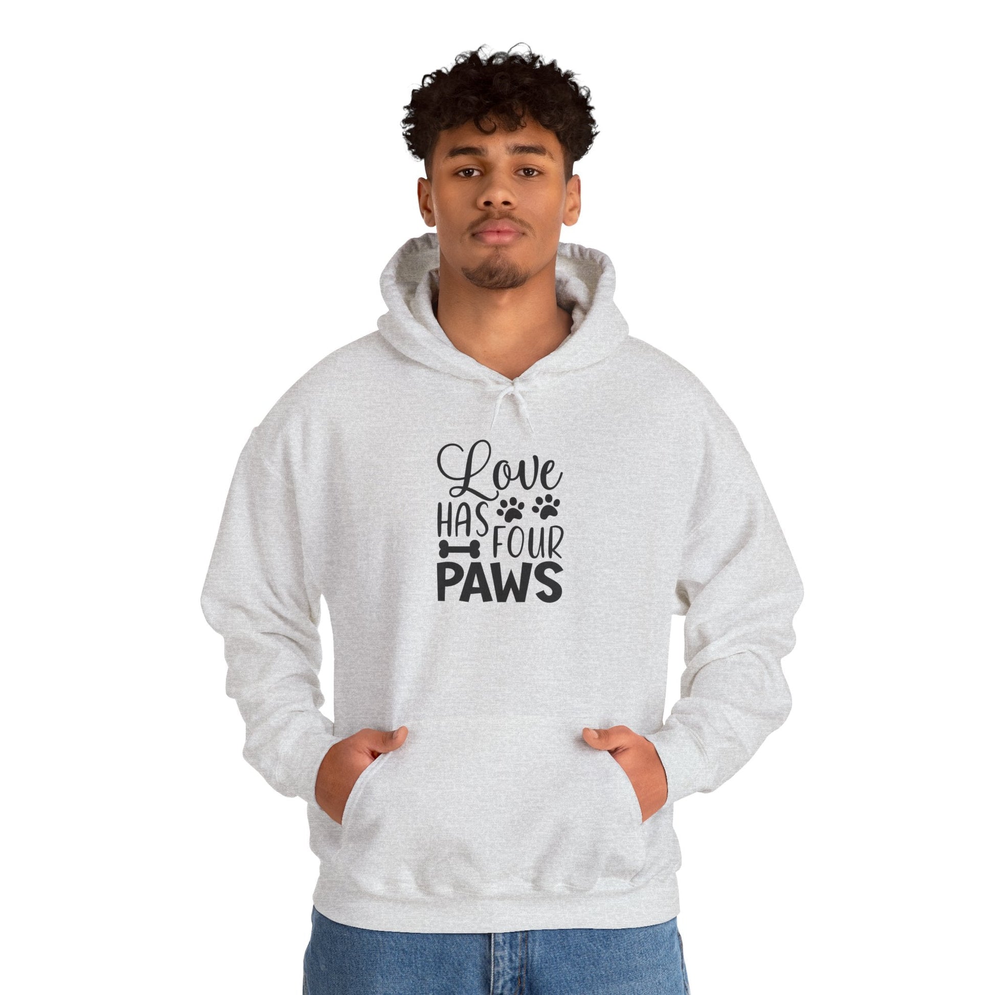 Love Has Four Paws Hoodie – Cozy Unisex Sweatshirt for Pet Lovers | Purrfect Pet Haven