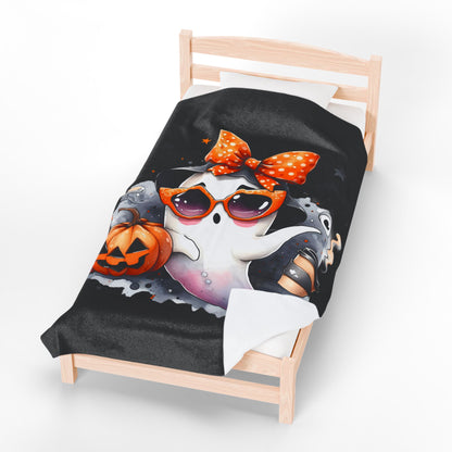 Halloween Ghost Velvet Plush Blanket - Luxury Fall Throw