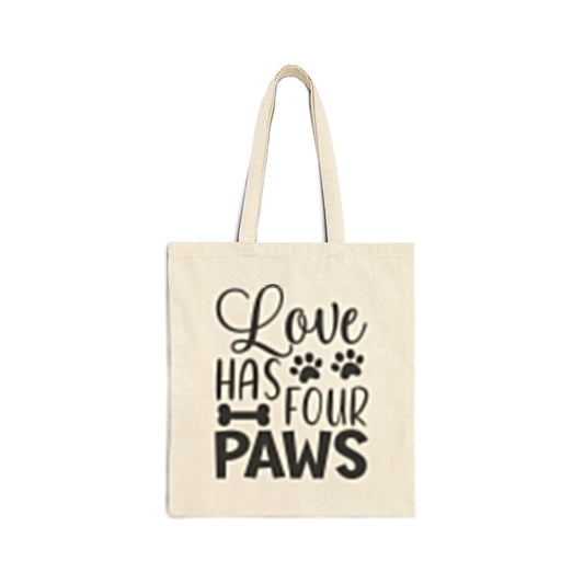 Funny Dog Mom Cotton Canvas Tote Bag - Love Has Four Paws | Purrfect Pet Haven