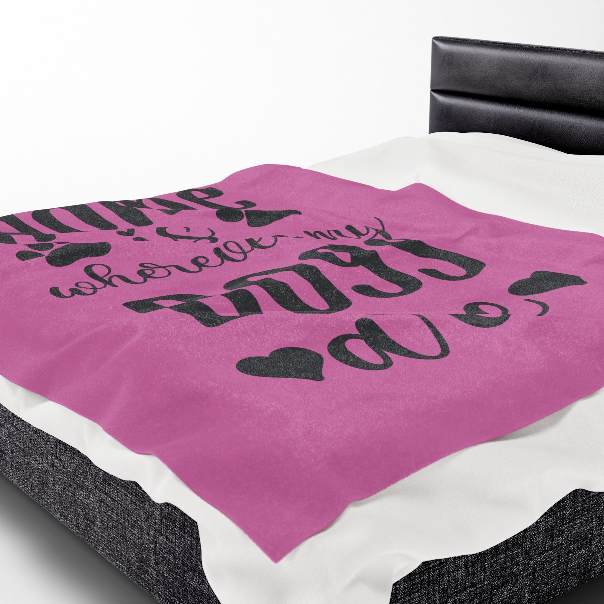 Cozy Pet Lover's Blanket - "Home is Wherever My Dogs Are" - Velveteen Plush