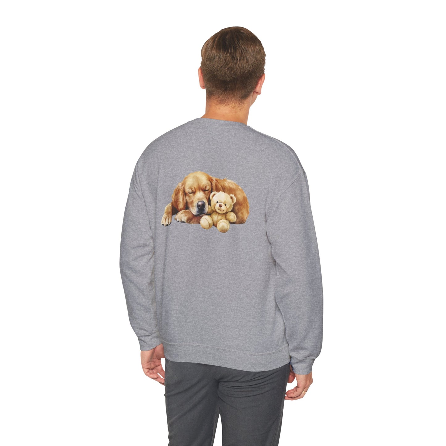 Baby Golden Retriever Crewneck - Nap with Teddy Bear Sweatshirt