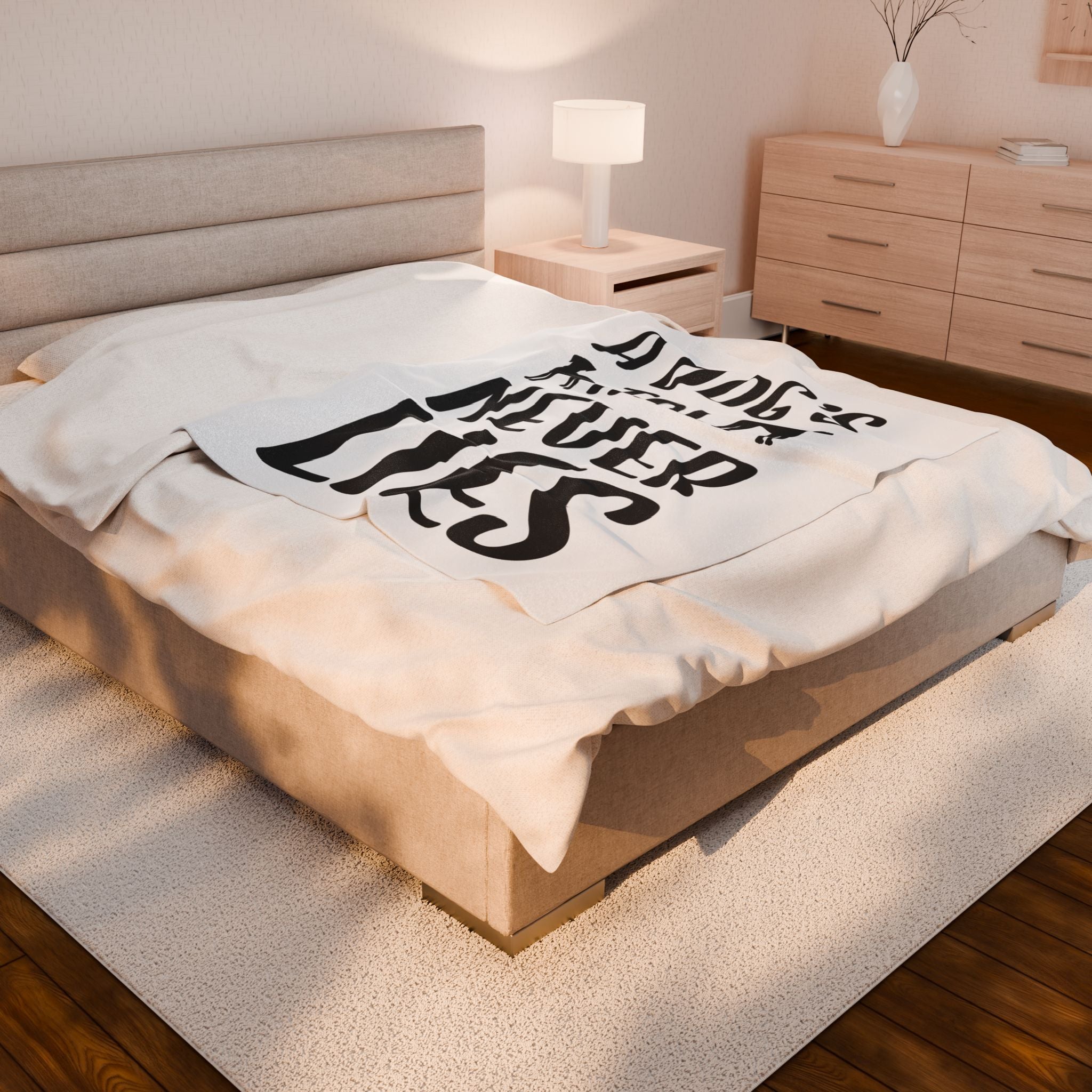 Cozy Velveteen Plush Blanket - "A Dog's Tail Never Lies" - Pet Lover Gift