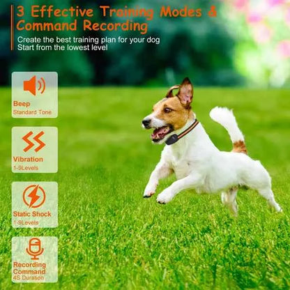 984FT Dog Training Collar IP65 Waterproof Pet Beep Vibration Electric Shock Collar 3 Channels Rechargeable Transmitter Receiver Trainer With Recording Safety Keypad Lock