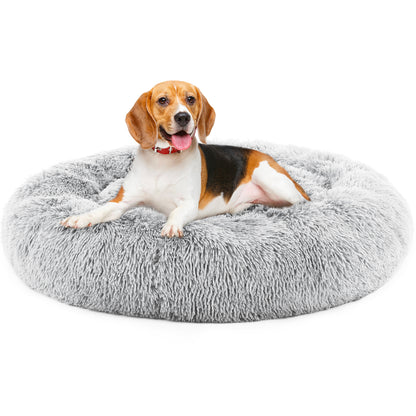 Pet Bed - Round Fluffy Plush for Dogs & Cats
