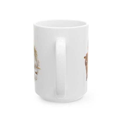 Vintage Country Ceramic Mug - Rustic Animal Coffee Cup