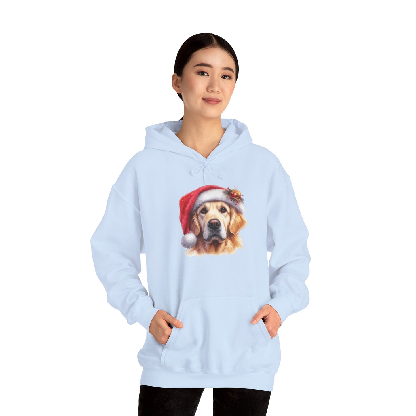Christmas Golden Retriever Hoodie – Cute Dog in Santa Hat Holiday Sweatshirt
