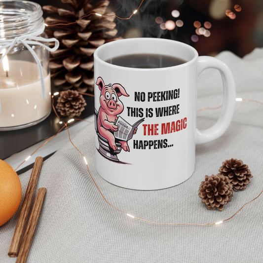 Funny Ceramic Mug - 'No Peeking!' Pig Design - Perfect Gift for Friends or Family | Purrfect Pet Haven