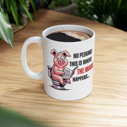 Funny Ceramic Mug - 'No Peeking!' Pig Design - Perfect Gift for Friends or Family | Purrfect Pet Haven