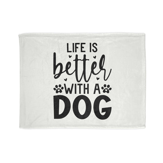 Dog Lover's Soft Polyester Blanket - 'Life is Better with a Dog'