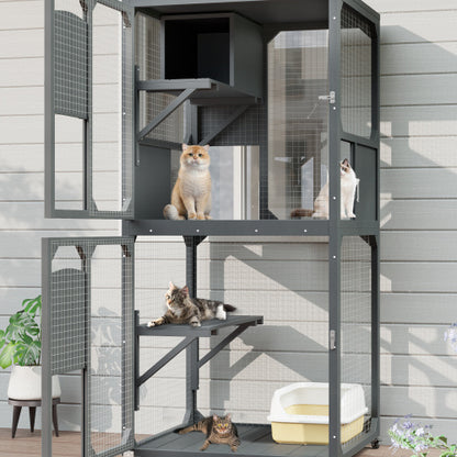 Catio Outdoor Cat Enclosure - 4 Tier Window Access with Wheels
