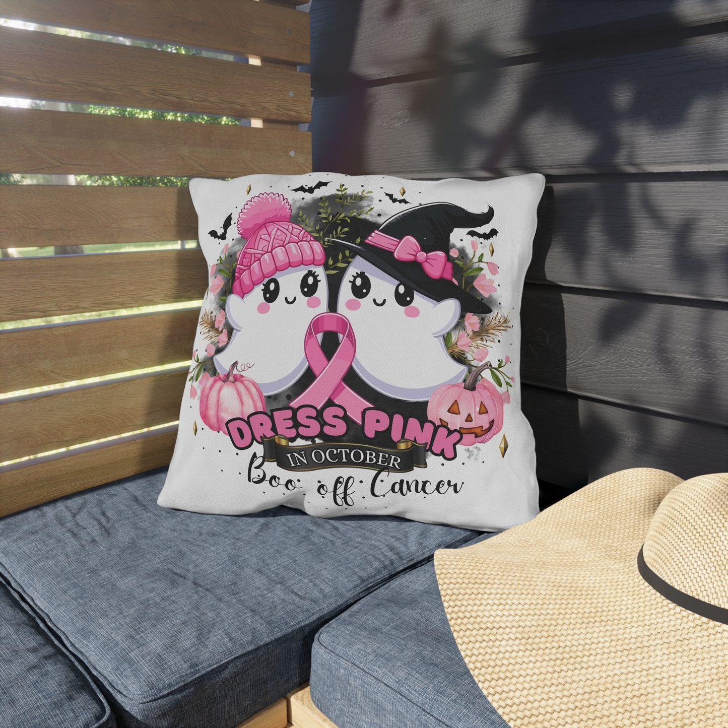Breast Cancer Awareness Halloween Pillow - Boo Off Cancer