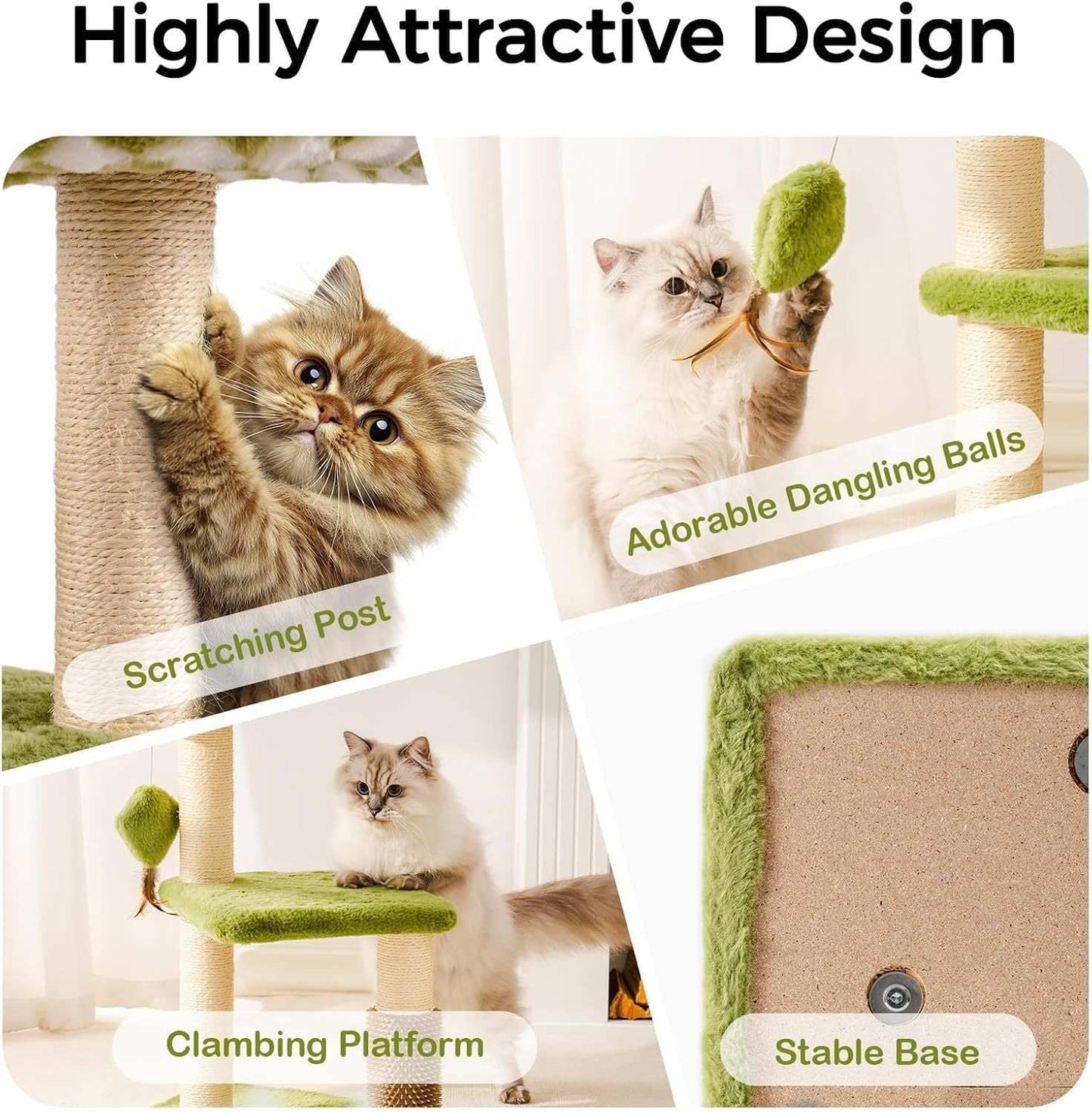 Cat Tree Tower For Indoor Cats - Large Multi-Level Scratching Post With Washable Perch