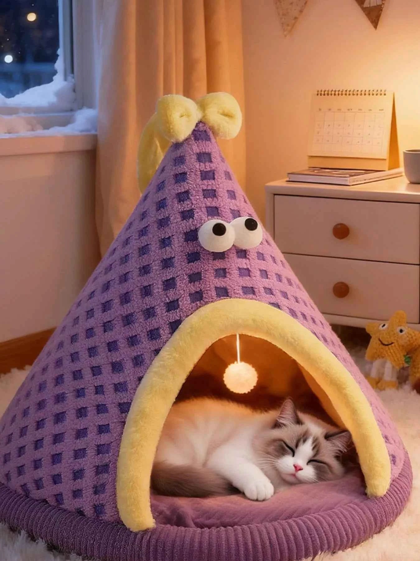 Cute Cartoon Style Pet Nest with Hanging Ball