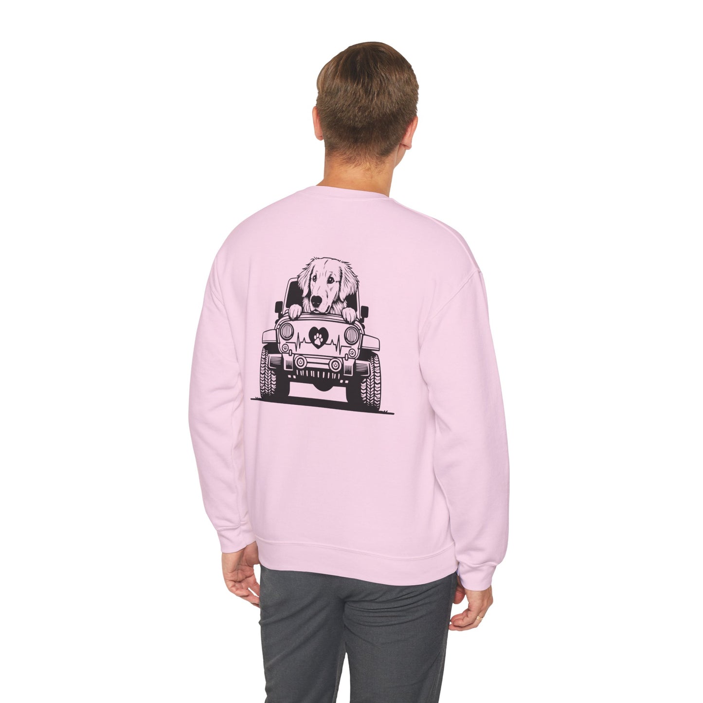 Golden Retriever Jeep Sweatshirt - Dog Lover's Heavy Blend