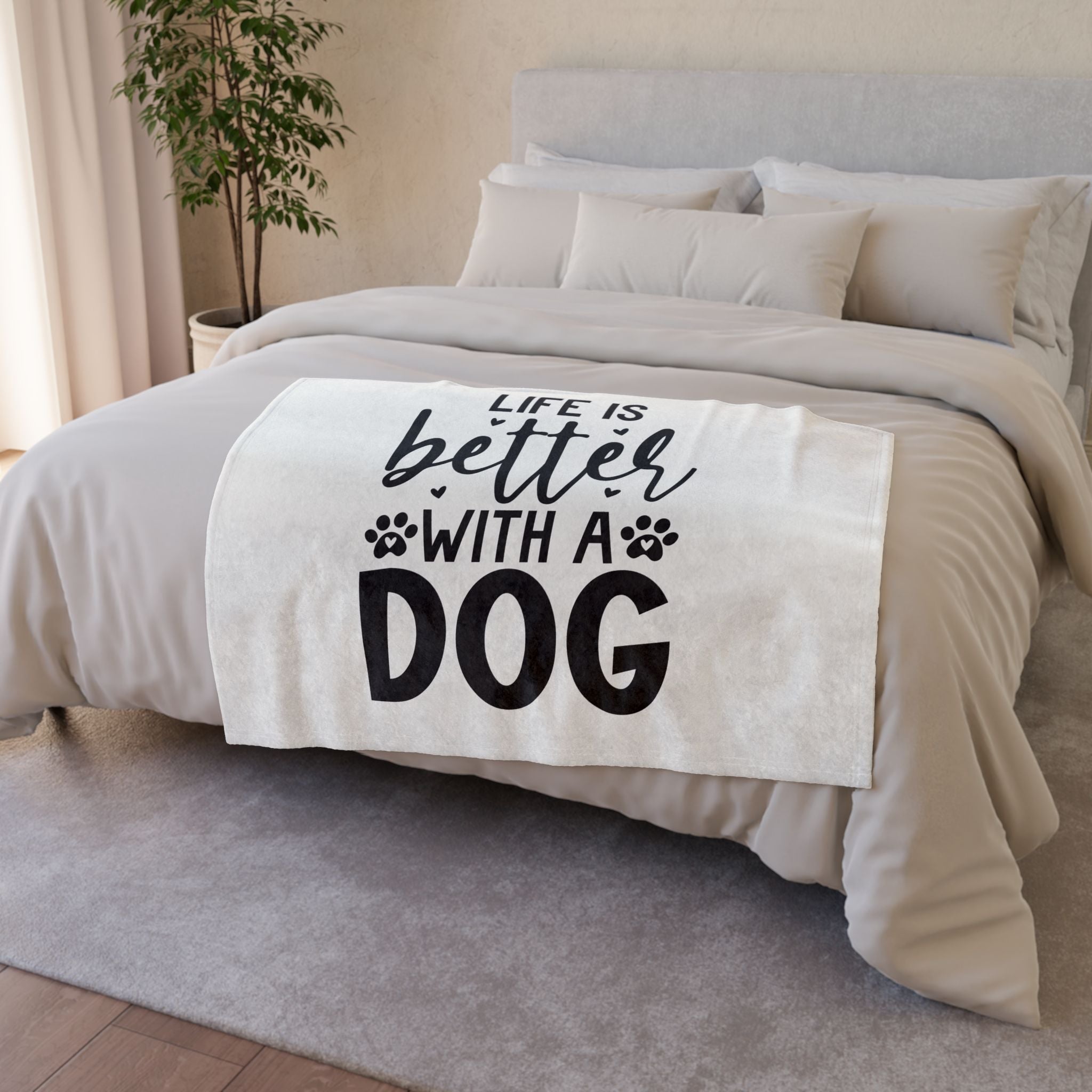 Dog Lover's Soft Polyester Blanket - 'Life is Better with a Dog'