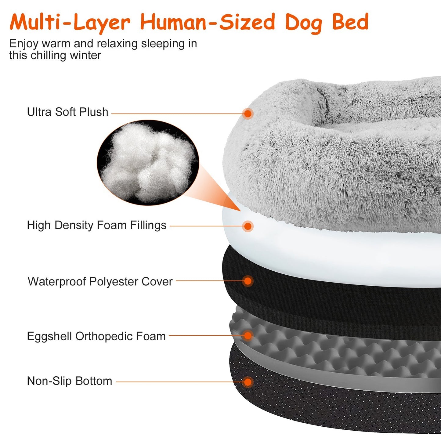 Large Foldable Human Size Dog Bed With Pillow