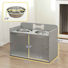 Elevated Dog Bowls With Storage, Raised Dog Bowl Stand With 2 Stainless Steel Bowl For Large Dogs, Gray