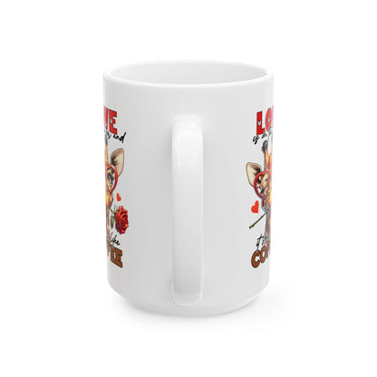 Love & Coffee Ceramic Mug - Cute Giraffe Design, 11oz/15oz | Purrfect Pet Haven
