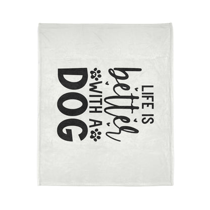 Dog Lover's Soft Polyester Blanket - 'Life is Better with a Dog'